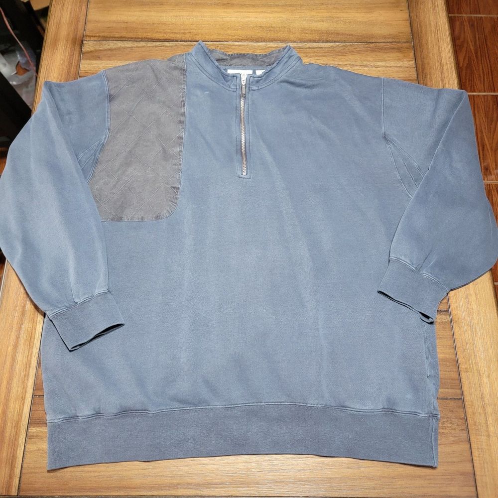 Orvis LS Dark Blue Quarter Zip Unisex Heavy Pullover w/ Pockets - Size XL